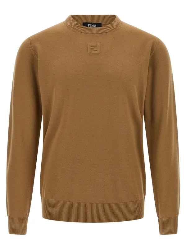 Wool Sweater Sweaters And Cardigans Beige - Fendi