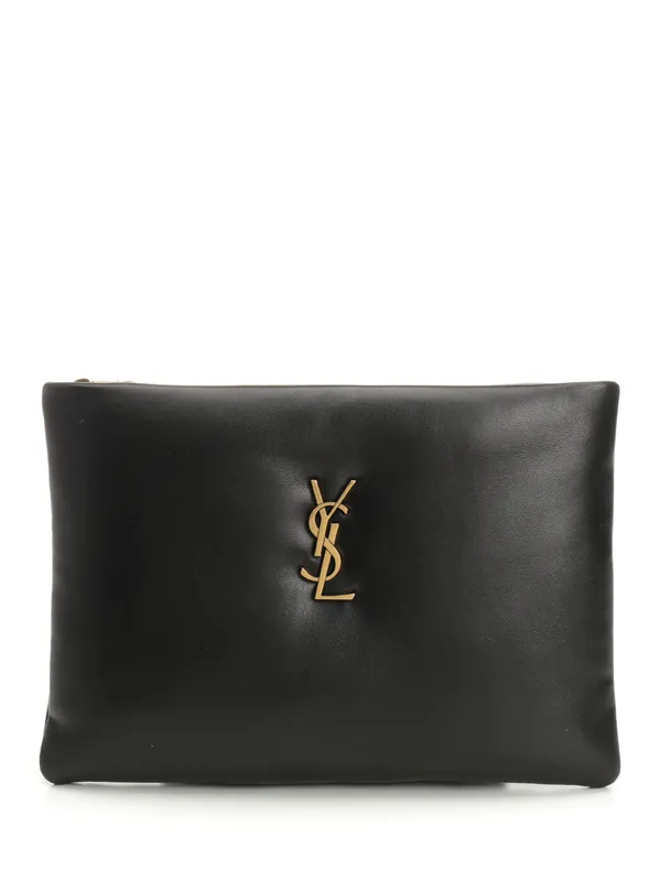 Calypso Pillow Leather Clutch Small Leather Goods Black - Saint Laurent
