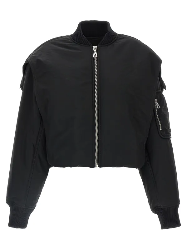 The Hooded Bomber Puffer Jackets Black - Jean Paul Gaultier