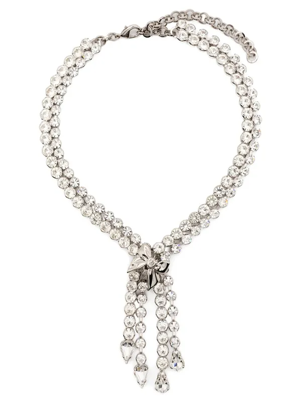 Bow Crystals Necklace Jewelry Silver - Alessandra Rich