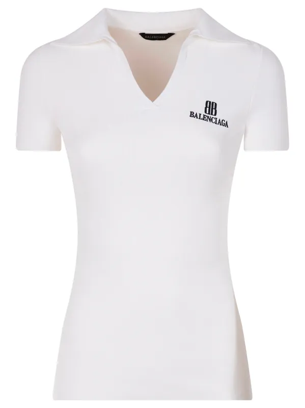 Ribbed V-Neck Short-Sleeved Polo Shirt