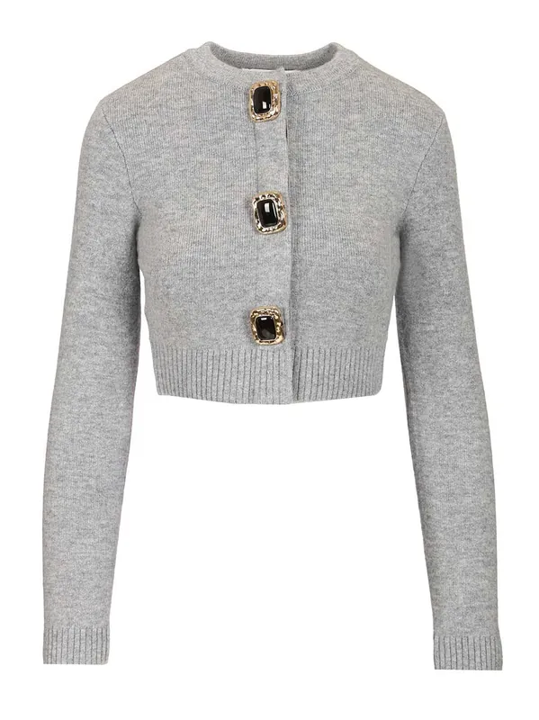 Wool Cardigan Knitwear Grey - Self-Portrait