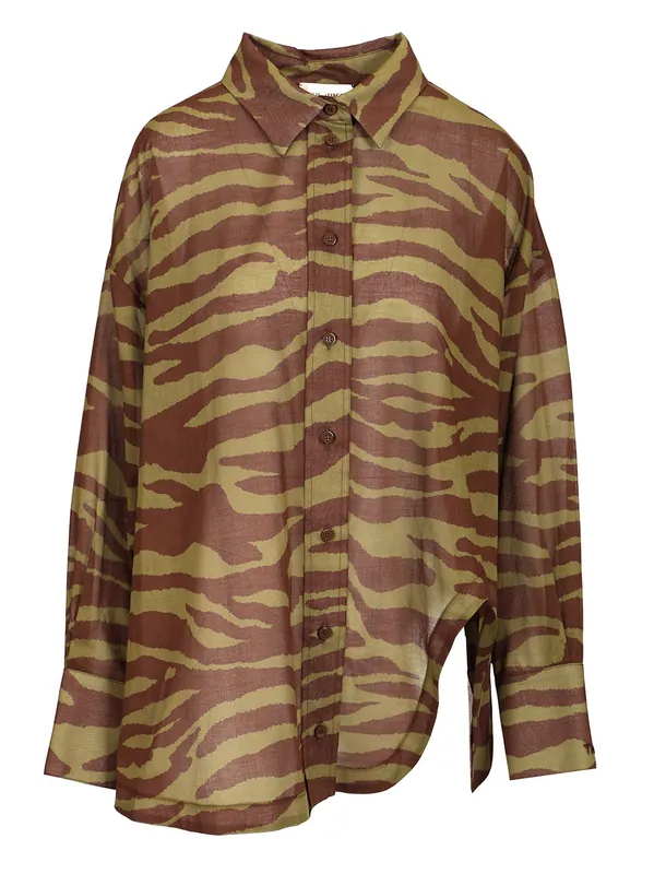 Zebra Print Shirt Shirts Brown - The Attico