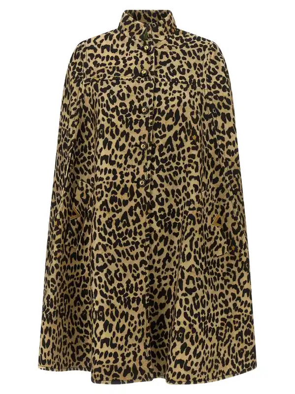 Valentino Garavani Cape In Animalier Cloth Capes Brown