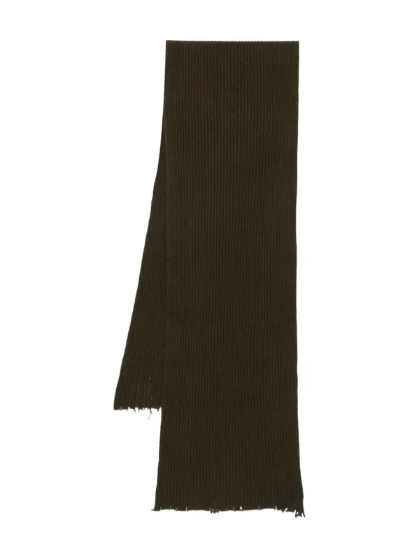 Ribbed Scarf With Fringed Edges - Uma Wang