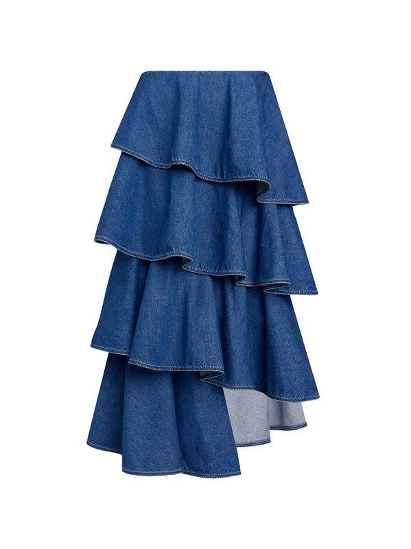 Spiral Denim Skirt - Alaïa