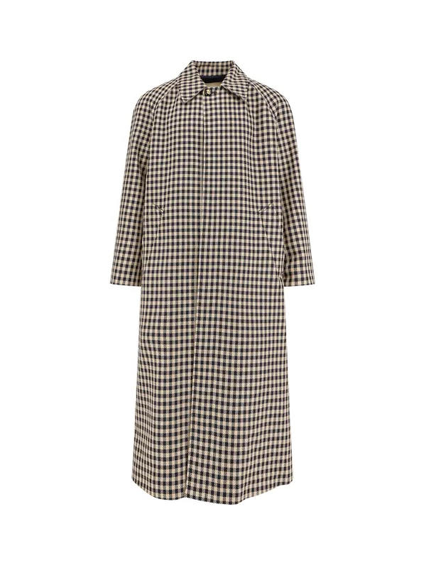 Wool And Cotton Coat With Vichy Motif - Valentino Garavani