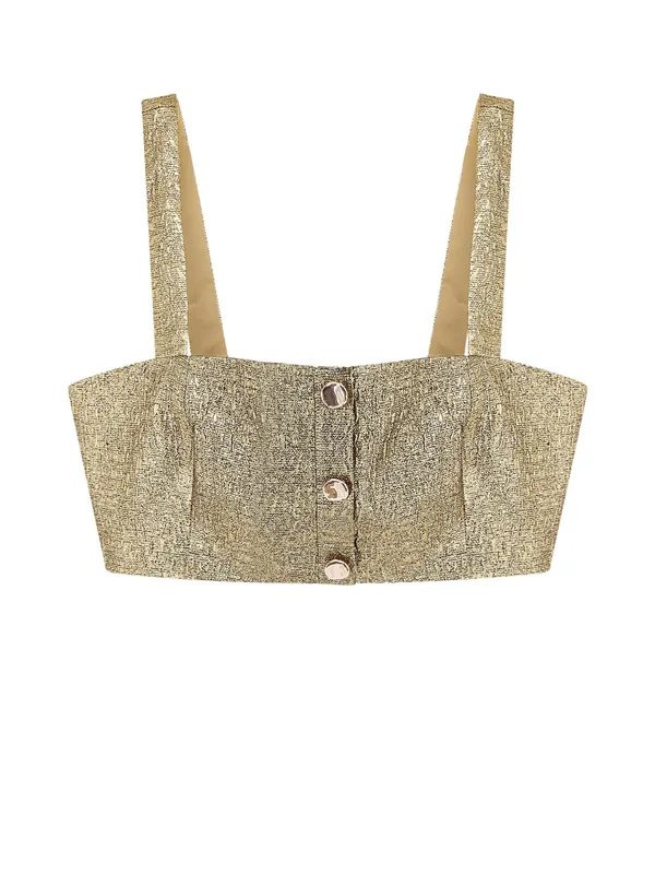Gold Metallic Fabric Top - Self-Portrait