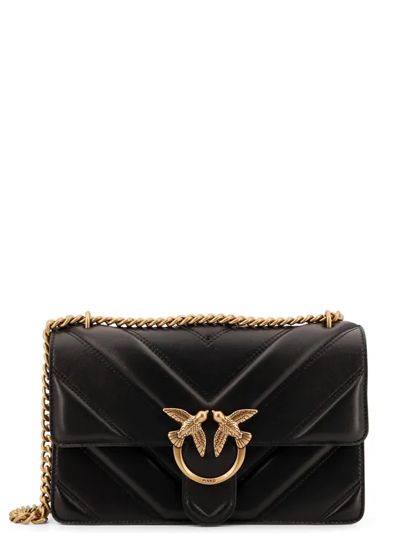 Love One Classic Matelassé Leather Shoulder Bag With Love Birds Buckle - Pinko