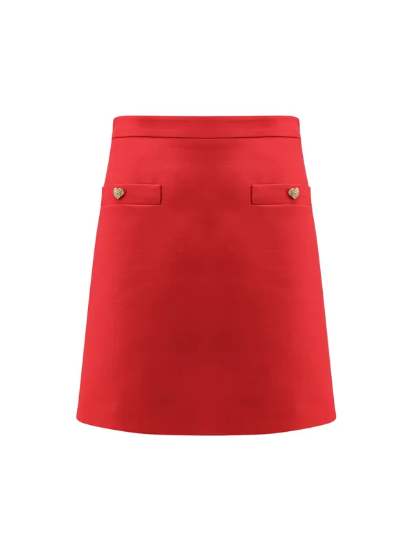 Crepe Couture Skirt With Heart Jewel Buttons - Valentino Garavani