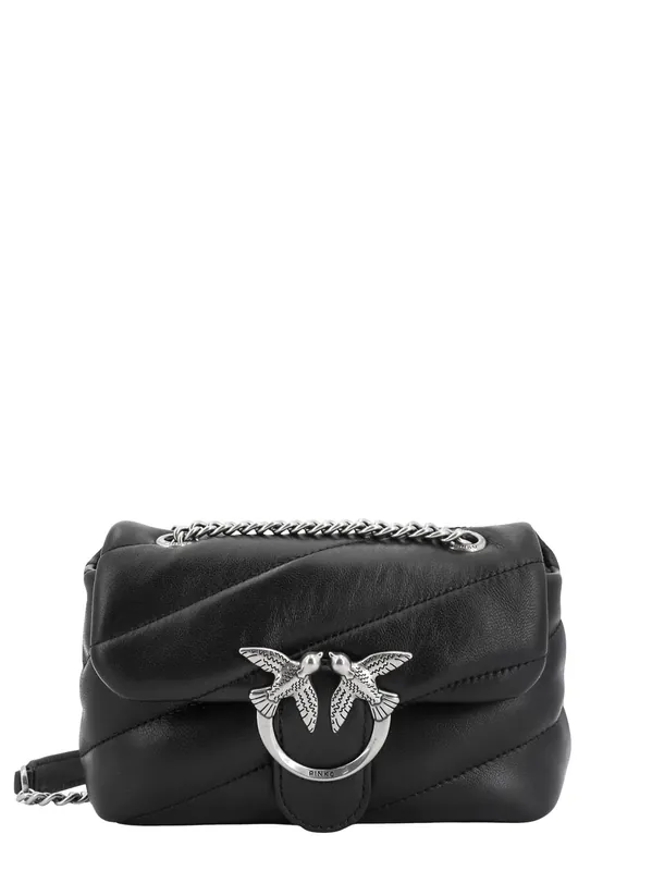 Matelassé Leather Shoulder Bag With Iconic Love Birds Buckle - Pinko