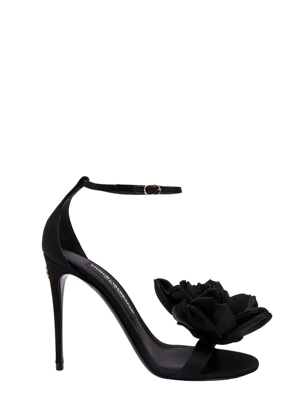 Satin Sandals With Floreal Application - Dolce & Gabbana