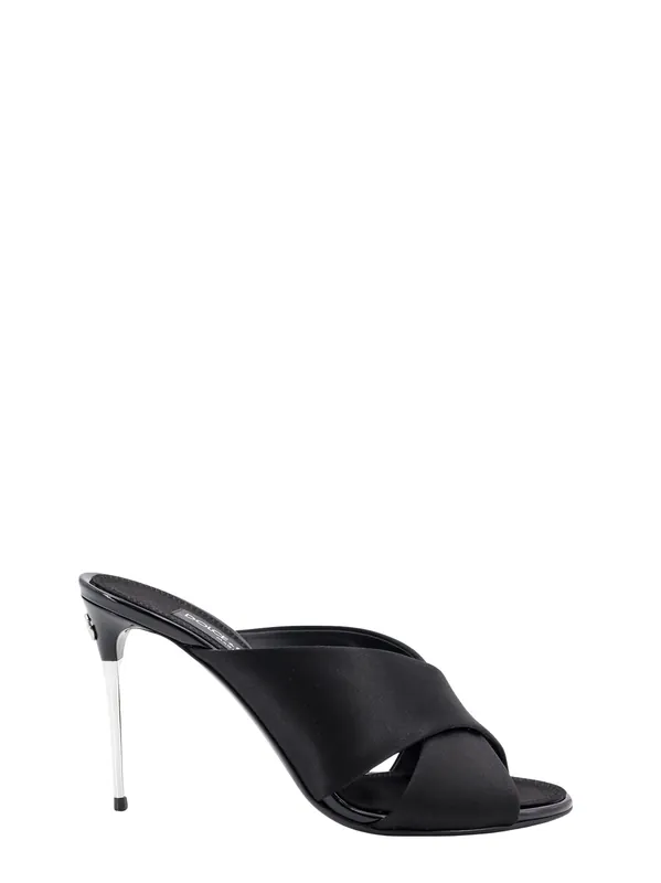 Satin Sandals With Back Monogram - Dolce & Gabbana