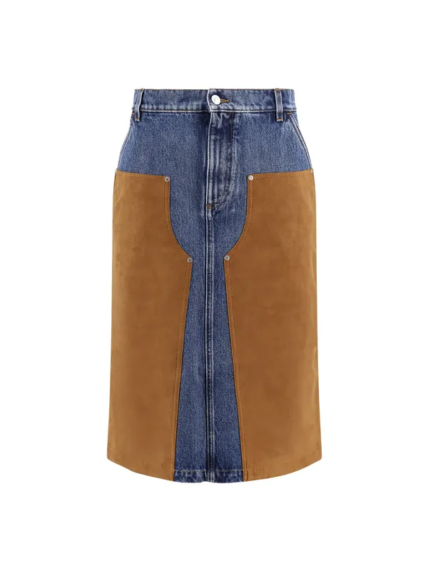 Denim Skirt With Suede Inserts - Stella McCartney