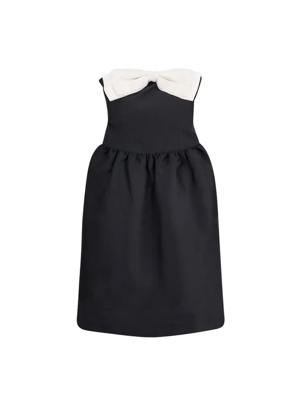 Taffeta' DéColleté Dress With Maxi Bow - Self-Portrait