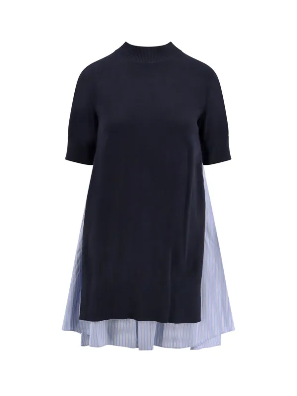 Cotton Dress With Fabric Inserts - Sacai