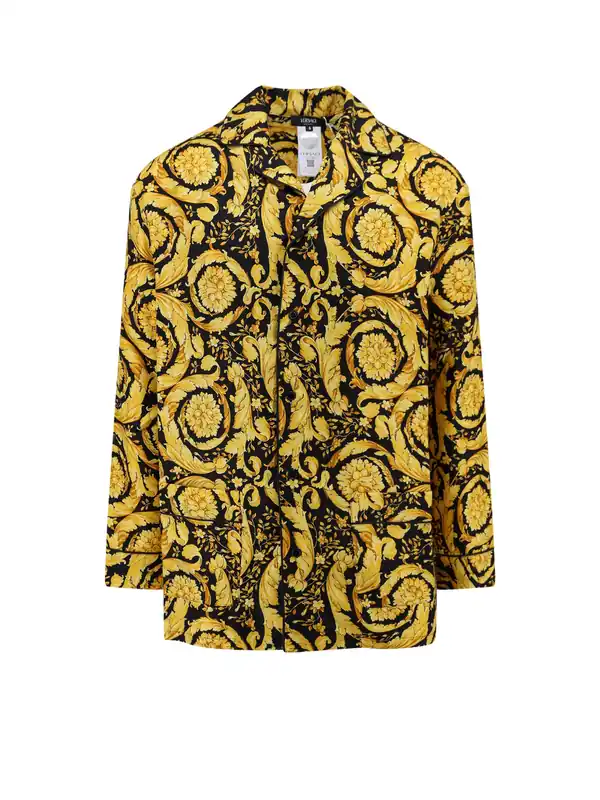 Sik Pajama Shirt With Barocco Motif - Versace