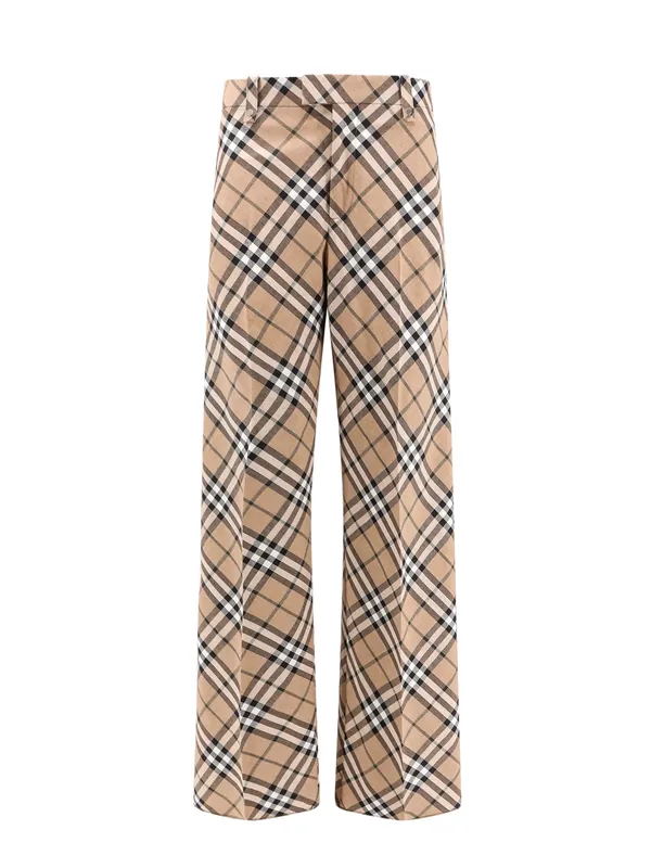 Wool Blend Trouser With Iconic Check Print - Burberry