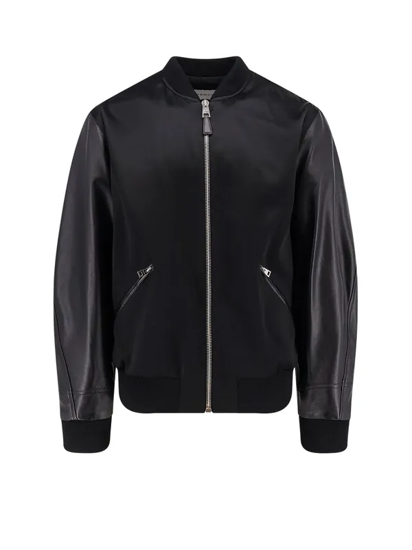 Cotton And Nylon Jacket With Leather Sleeves - Givenchy