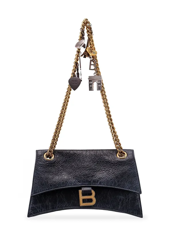Leather Shoulder Bag With Dirty Effect And Iconic Metal Logo - Balenciaga