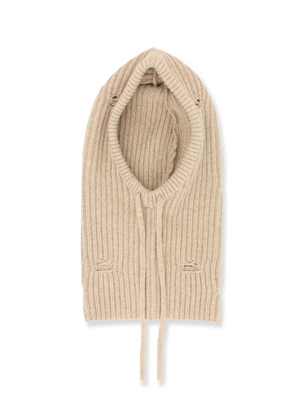 Wool Blend Balaclava With Distressed Effect - MM6 Maison Margiela