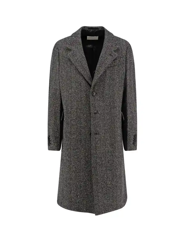 Wool Blend Coat With Herringbone Motif - Givenchy