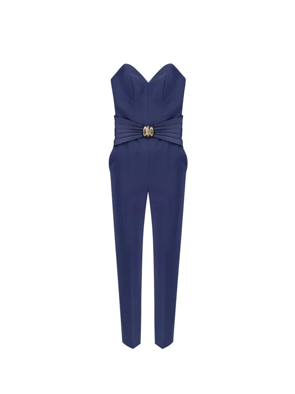 Strapless Jumpsuit With Waist Belt - Elisabetta Franchi
