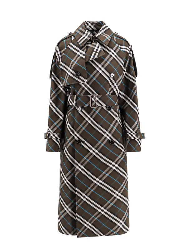 Trench With Check Print - Burberry