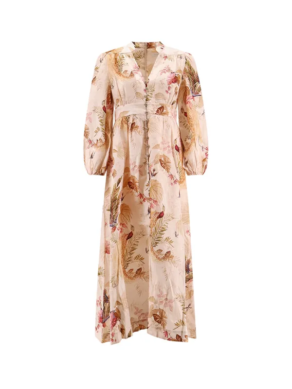 Ascension Plunge Linen Midi Dress - Zimmermann