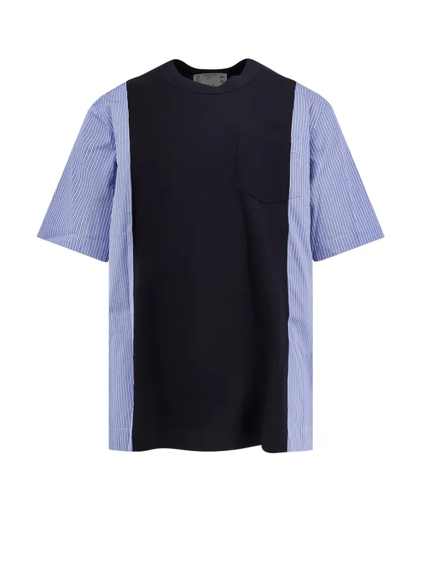 Cotton Jersey T-Shirt With Popeline Inserts
