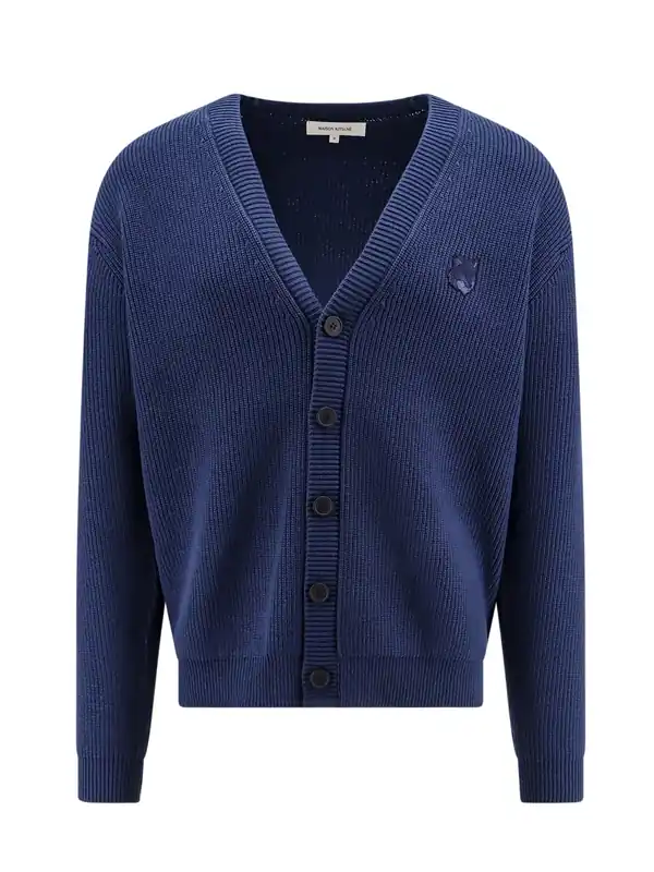 Cotton Blend Cardigan With Iconic Frontal Patch - Maison Kitsuné