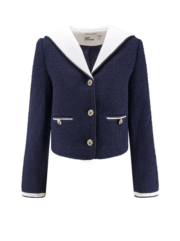 Bouclé Fabric Blazer With Jewel Buttons - Self-Portrait