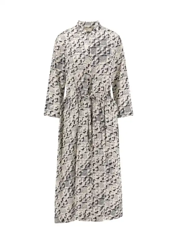 Silk Dress With Pixelated Logo Print - Tory Burch