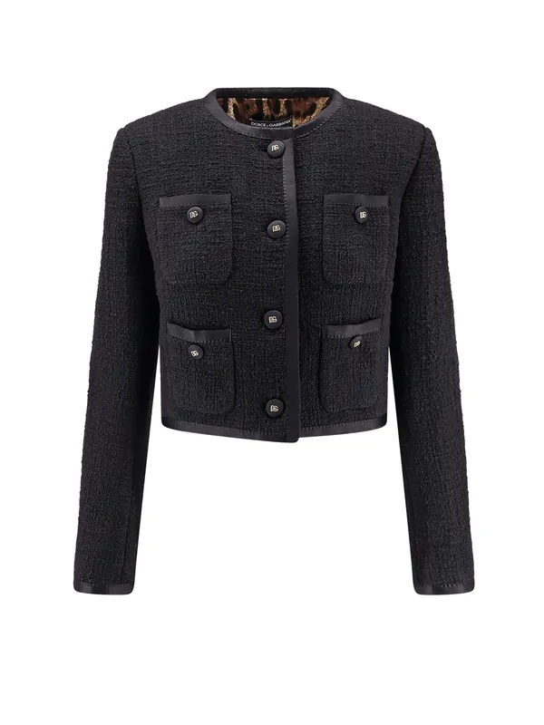 Cotton And Viscose Blazer With Animalier Print Lining - Dolce & Gabbana