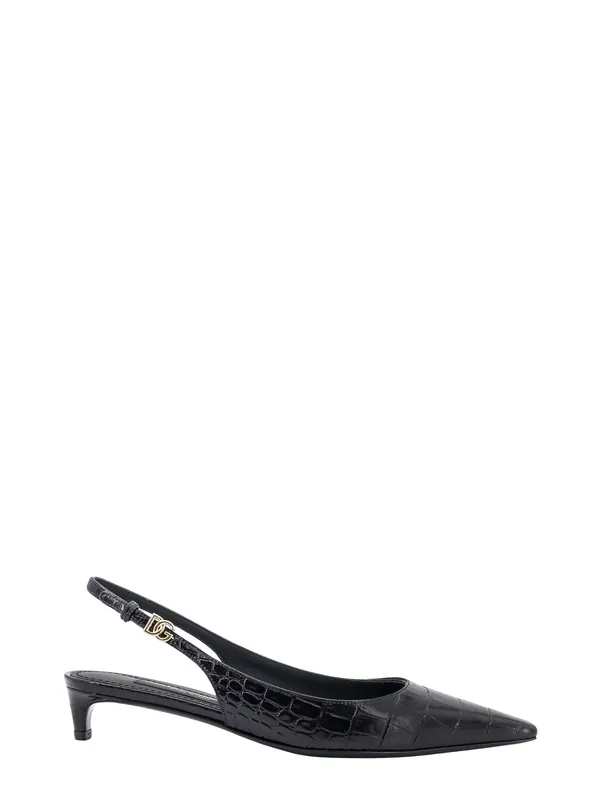 Croco Print Leather Slingback - Dolce & Gabbana