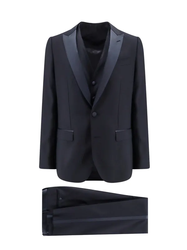 Virgin Wool Blend Tuxedo With Gilet And Satin Profiles - Dolce & Gabbana