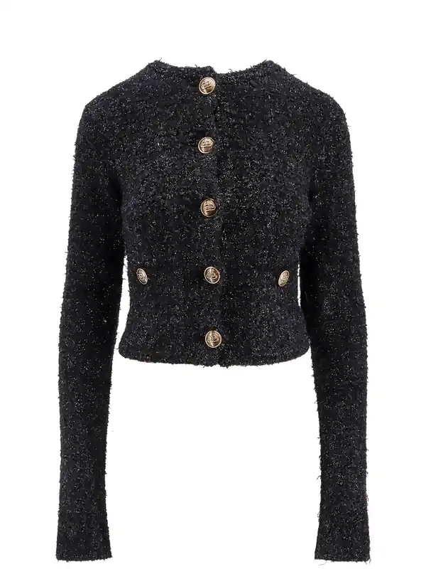 Cotton Tweed Knitted Cropped Cardigan - Balenciaga