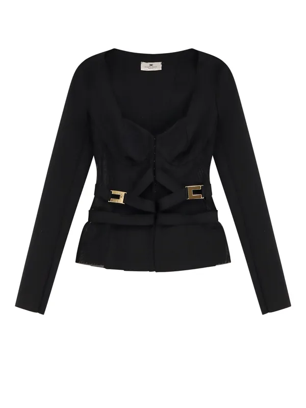 Stretch Fabric Top With Metal Details - Elisabetta Franchi