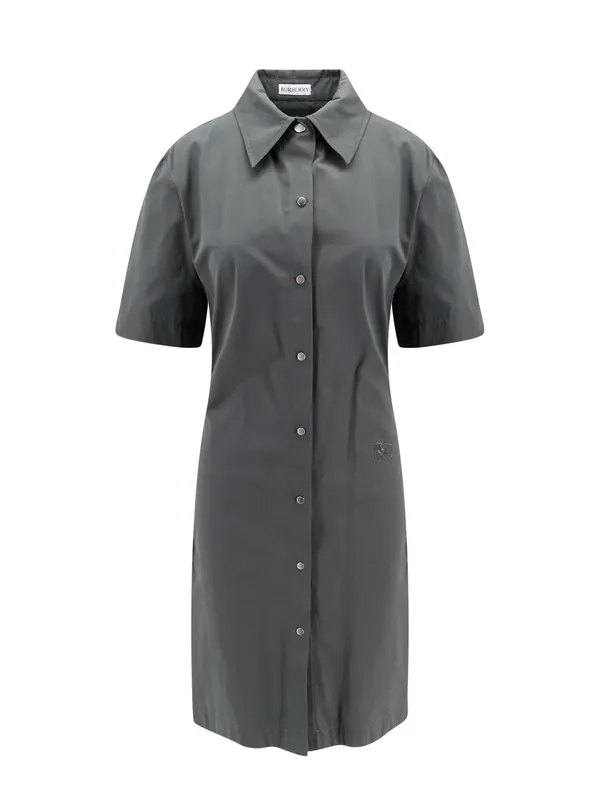 Cotton Blend Dress With Ekd Embroidery - Burberry