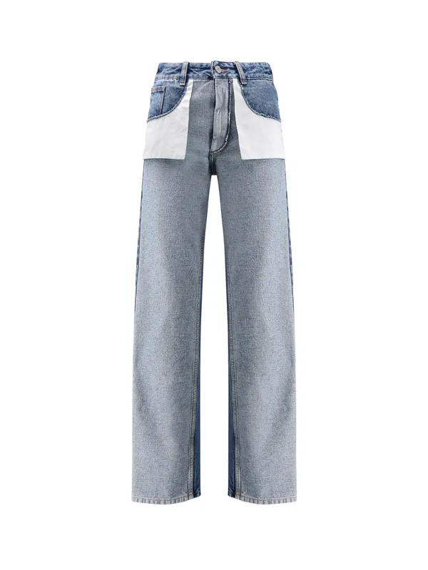 Straight Leg Jeans With Reverse Pockets - MM6 Maison Margiela