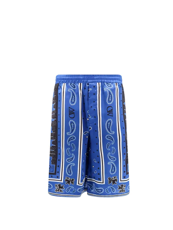 Sustainable Viscose Bermuda Shorts With Bandana Print - Off-White