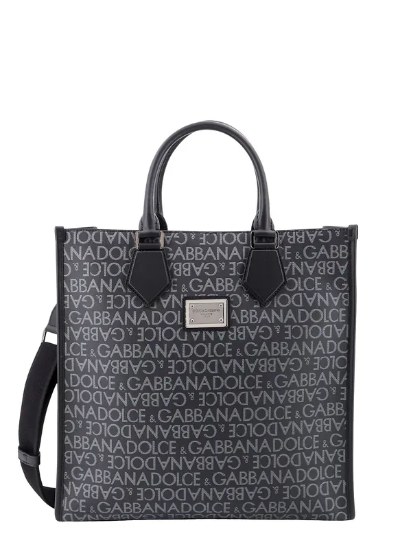 Coated Canvas And Leather Handbag With All-Over Logo