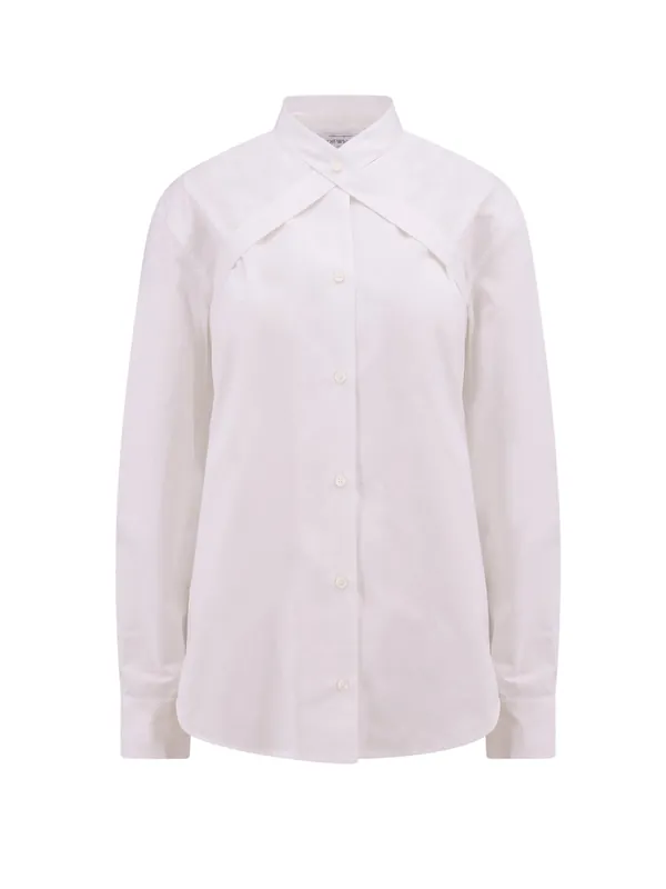 Cotton Shirt With Straps And Metal Buckle - Off-White