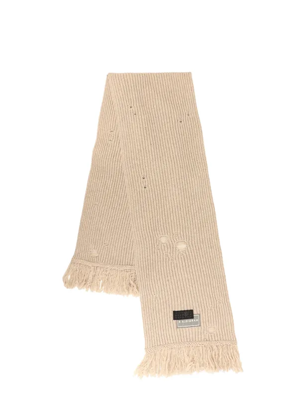 Wool Blend Scarf With Distressed Effect - MM6 Maison Margiela