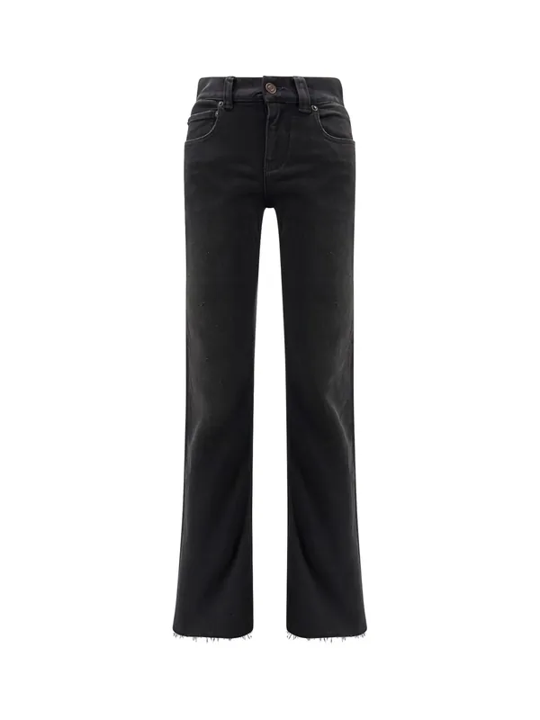Denim Trousers With Frayed Edges - Balenciaga