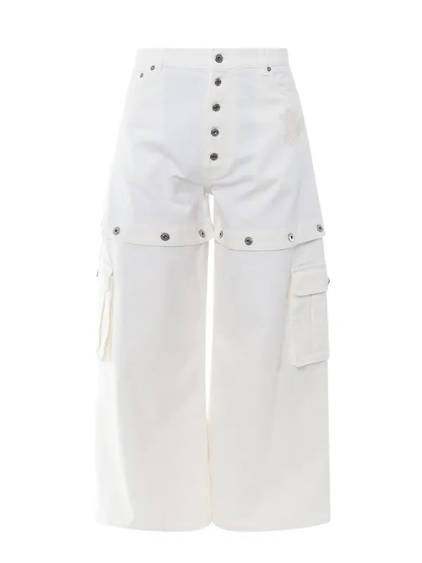 Super Baggy Trouswer With '90s Logo - Off-White