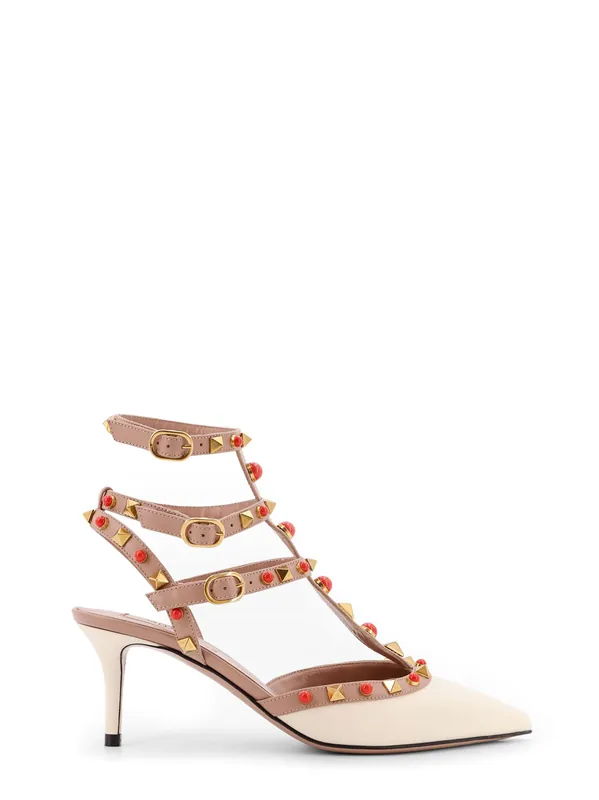 Rockstud Leather Slingback With Cabochon Stones - Valentino Garavani
