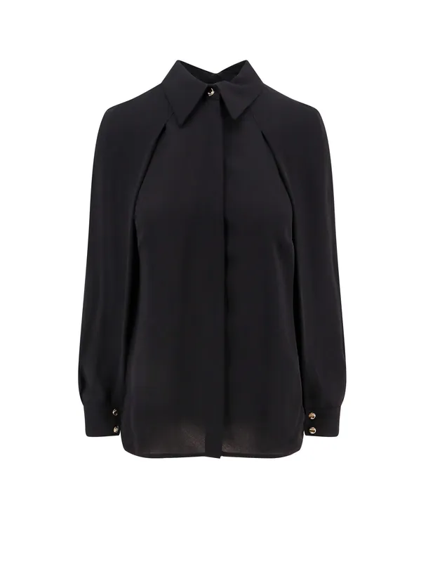 Viscose Shirt With Gold Metal Button - Elisabetta Franchi