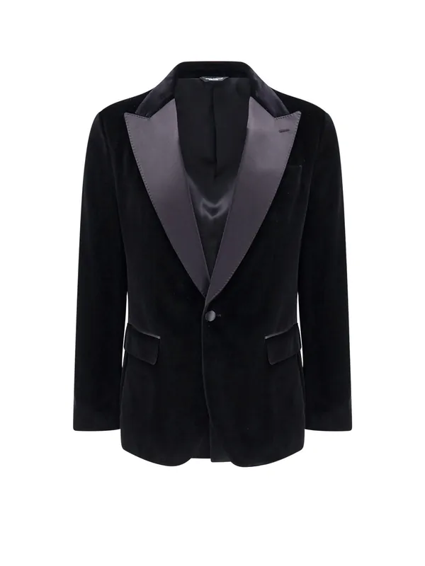 Velvet Blazer With Satin Lapel - Dolce & Gabbana
