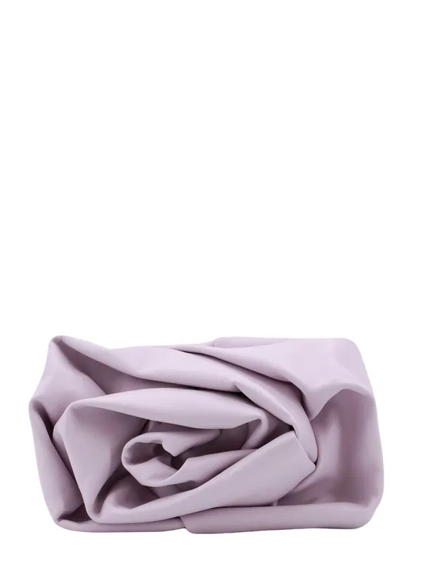 Leather Clutch With Frontal Rose - Burberry